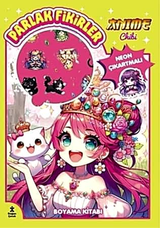 Resim Anime Chibi - Parlak Fikirler Neon Çıkartmalı Boyama Kitabı