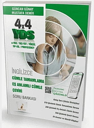 Resim Pelikan Yayınları YDS İngilizce 4x4 Cümle Tamamlama Eş Anlamlı Cümle Çeviri Soru Bankası